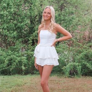 Princess Polly White Strapless Tie Rolla Romper